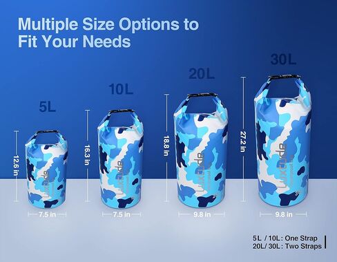 حقيبة ظهر فاخرة مقاومة للماء وجافة، 5 لتر/10 لتر/20 لتر/30 لتر، حقيبة جافة محمولة مقاومة للماء مع حافظة هاتف، حقيبة عائمة مقاومة للماء للتجديف بالكاياك والسباحة وركوب القوارب وركوب الأمواج والمشي لمسافات طويلة والشاطئ وما إلى ذلك. in Kuwait