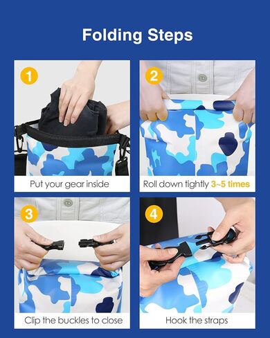 حقيبة ظهر فاخرة مقاومة للماء وجافة، 5 لتر/10 لتر/20 لتر/30 لتر، حقيبة جافة محمولة مقاومة للماء مع حافظة هاتف، حقيبة عائمة مقاومة للماء للتجديف بالكاياك والسباحة وركوب القوارب وركوب الأمواج والمشي لمسافات طويلة والشاطئ وما إلى ذلك. in Kuwait