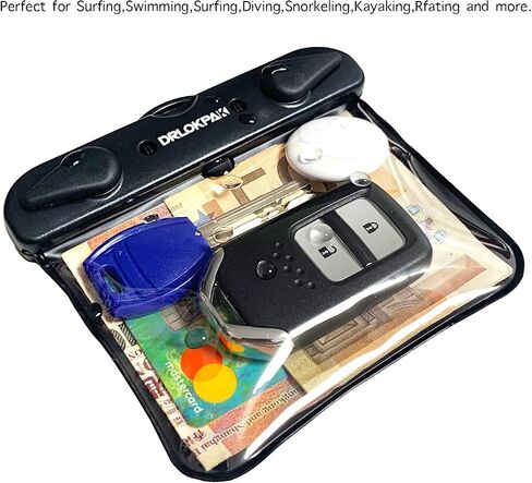 DRLOKPAK Submersible Waterproof Wallet Surf Dry Car Key FOB Case Bag 2Pack Waterproof Pouch Holder For Key Credit Door Ship Card Cash ID Driver Fishing Hunting License（Black＋Orange） in Saudi Arabia