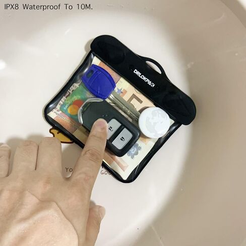 DRLOKPAK Submersible Waterproof Wallet Surf Dry Car Key FOB Case Bag 2Pack Waterproof Pouch Holder For Key Credit Door Ship Card Cash ID Driver Fishing Hunting License（Black＋Orange） in Saudi Arabia