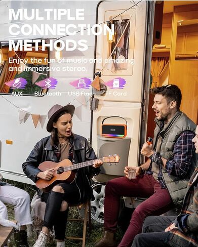 Starfavor KM-20 Karaoke Machine,Bluetooth Karaoke Speaker with 2 Wireless Microphones,5 LED Light,Portable Karaoke Set Support TF Card/USB,AUX Gift for Home Party Birthday Christmas(Green) in Kuwait