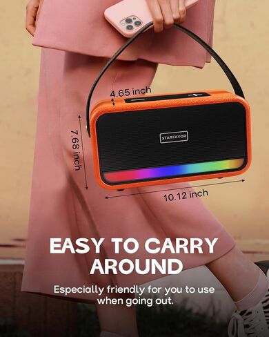 Starfavor KM-20 Karaoke Machine,Bluetooth Karaoke Speaker with 2 Wireless Microphones,5 LED Light,Portable Karaoke Set Support TF Card/USB,AUX Gift for Home Party Birthday Christmas(Green) in Kuwait