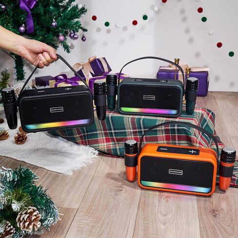 Starfavor KM-20 Karaoke Machine,Bluetooth Karaoke Speaker with 2 Wireless Microphones,5 LED Light,Portable Karaoke Set Support TF Card/USB,AUX Gift for Home Party Birthday Christmas(Green) in Kuwait