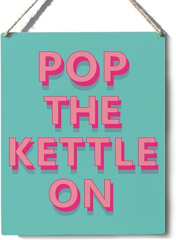 مضحك علامة ديكور الوردي البوب ​​غلاية على علامة خشبية لوحة الجدار شنقا الملصقات الفنية 8 "X10" ريفي ديكور المنزل in Kuwait