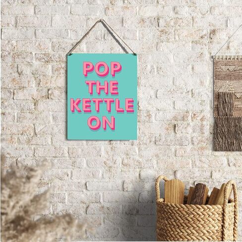 مضحك علامة ديكور الوردي البوب ​​غلاية على علامة خشبية لوحة الجدار شنقا الملصقات الفنية 8 "X10" ريفي ديكور المنزل in Kuwait