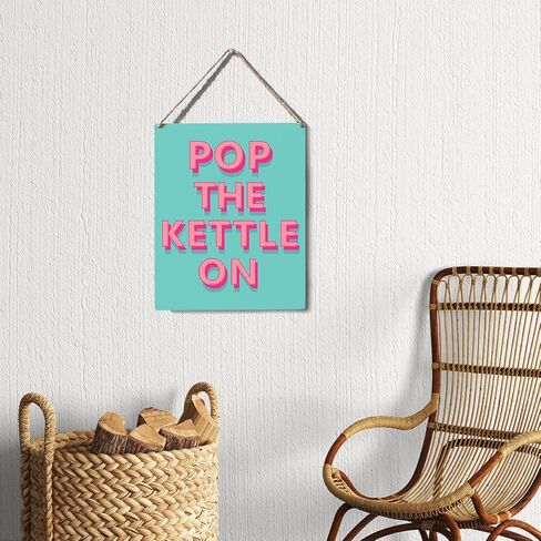 مضحك علامة ديكور الوردي البوب ​​غلاية على علامة خشبية لوحة الجدار شنقا الملصقات الفنية 8 "X10" ريفي ديكور المنزل in Kuwait