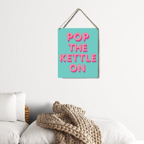 مضحك علامة ديكور الوردي البوب ​​غلاية على علامة خشبية لوحة الجدار شنقا الملصقات الفنية 8 "X10" ريفي ديكور المنزل in Kuwait