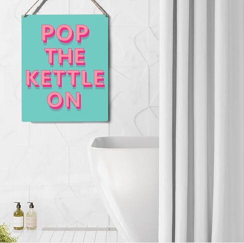 مضحك علامة ديكور الوردي البوب ​​غلاية على علامة خشبية لوحة الجدار شنقا الملصقات الفنية 8 "X10" ريفي ديكور المنزل in Kuwait