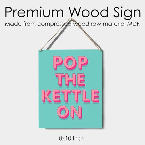 مضحك علامة ديكور الوردي البوب ​​غلاية على علامة خشبية لوحة الجدار شنقا الملصقات الفنية 8 "X10" ريفي ديكور المنزل in Kuwait