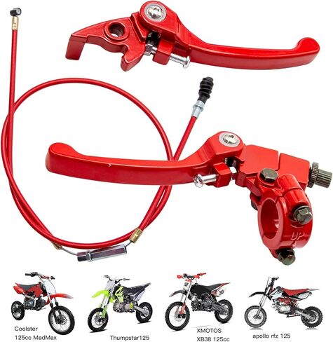 7/8 ذراع فرامل قابلة للطي مع استبدال كابل القابض لـ 110/125/140/150cc SSR125 RFZ YZ Ruckus TaoTao DB17/27 Apollo DBX15/18/19 Z20 Xmotos Thumpstar Kayo Piranha Pit Dirt Bike (أحمر) in Saudi Arabia