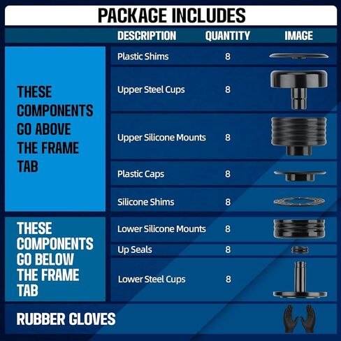 طقم بطانات تثبيت على الجسم من السيليكون مكون من 8 قطع متوافق مع Ford F-250/F-350 Super Duty Crew Cab 2008-2016، طقم تثبيت جسم الكابينة لتحسين الركوب الوعرة، ملحقات الشاحنة (أسود) in Kuwait