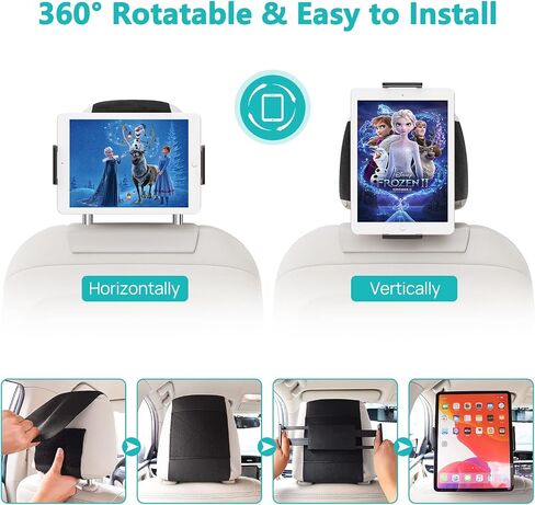 حامل الكمبيوتر اللوحي بمسند الرأس، حامل iPad للمقعد الخلفي للسيارة، حامل السيارة للكمبيوتر اللوحي، iPhone، Fire HD، Switch وجميع الأجهزة مقاس 4.7 بوصة - 12.9 بوصة، أساسيات رحلة الطريق للأطفال، حوامل الكمبيوتر اللوحي القابلة للدوران 360 درجة in Kuwait