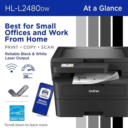 Brother Monochrome Laser Hll2390DW، شبكة لاسلكية، اشتراك تحديث الطباعة على الوجهين مع نسخة تجريبية مجانية وقراءة تجديد Amazon Dash in Saudi Arabia