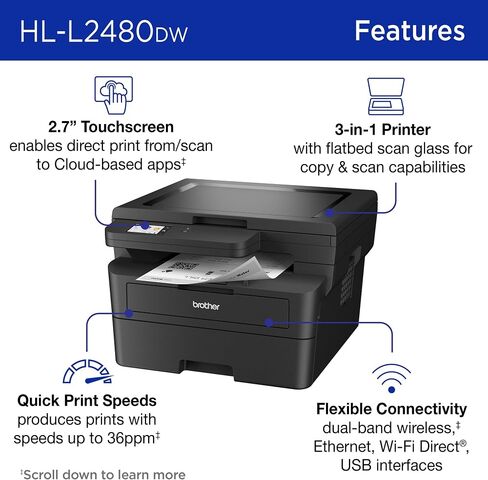 Brother Monochrome Laser Hll2390DW، شبكة لاسلكية، اشتراك تحديث الطباعة على الوجهين مع نسخة تجريبية مجانية وقراءة تجديد Amazon Dash in Saudi Arabia