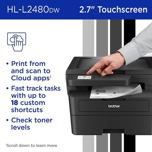 Brother Monochrome Laser Hll2390DW، شبكة لاسلكية، اشتراك تحديث الطباعة على الوجهين مع نسخة تجريبية مجانية وقراءة تجديد Amazon Dash in Saudi Arabia