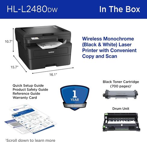 Brother Monochrome Laser Hll2390DW، شبكة لاسلكية، اشتراك تحديث الطباعة على الوجهين مع نسخة تجريبية مجانية وقراءة تجديد Amazon Dash in Saudi Arabia