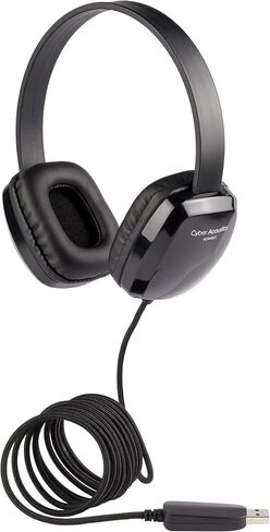 Cyber Acoustics ACM-6005 USB-A Headphones with Reinforced TuffCord | Wired USB Headphones, Larger Earcups, Padded Headband, Durable Design, Classroom or Home, Made with 60% Recycled Plastic in Kuwait
