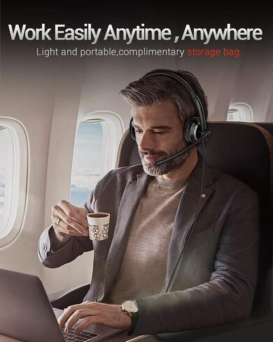 USB Headset with Microphone for PC Laptop - Wired Computer Headphones with Microphone Noise Cancelling,On Ear Office Call Center Headset for Boom Skype Webinars,Mute Control,Lightweight in Saudi Arabia