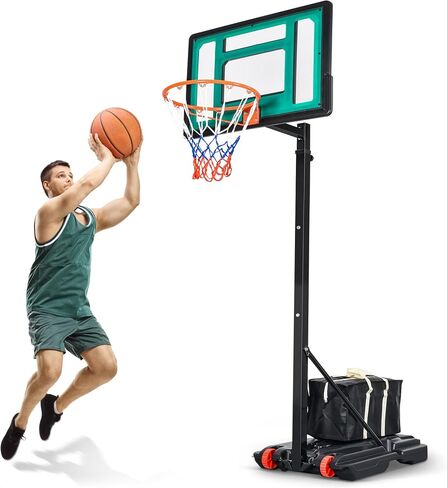 DWVO Portable Basketball Hoop for Outside, 4.4-8.5FT Adjustable Height Basketball Goal Outdoor for All Ages, Improved Protrusive Backboard, Basketball System In Ground with Weighted Bag Gift in Saudi Arabia