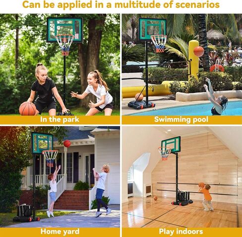 DWVO Portable Basketball Hoop for Outside, 4.4-8.5FT Adjustable Height Basketball Goal Outdoor for All Ages, Improved Protrusive Backboard, Basketball System In Ground with Weighted Bag Gift in Saudi Arabia