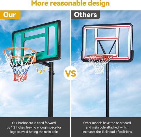 DWVO Portable Basketball Hoop for Outside, 4.4-8.5FT Adjustable Height Basketball Goal Outdoor for All Ages, Improved Protrusive Backboard, Basketball System In Ground with Weighted Bag Gift in Saudi Arabia