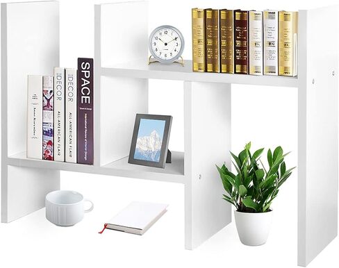 منظمات سطح المكتب وتخزين J.M.Deco للمكتب، رف منظم سطح المكتب قابل للتعديل، عرض مزدوج على شكل حرف H، رف حامل طبيعي حقيقي، منظم رف سطح المكتب رف حامل طبيعي حقيقي (أبيض) in Kuwait
