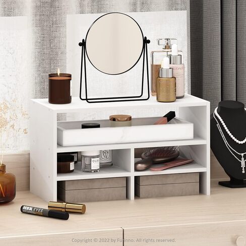 Furinno Hermite Desk Top Organizing Shelf Bookcase, White in Kuwait