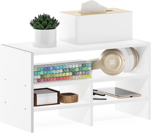 Furinno Hermite Desk Top Organizing Shelf Bookcase, White in Kuwait