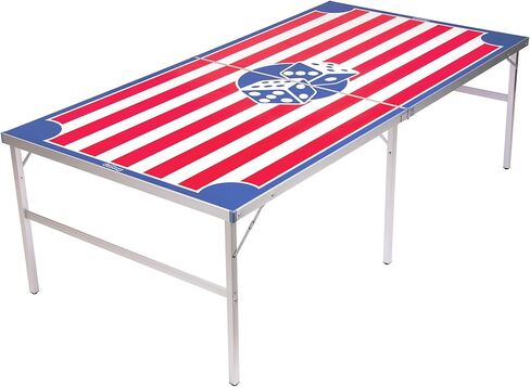 طاولة قوالب البيرة بحجم تنظيم GoPong 8 أقدام × 4 أقدام مع 50 نرد - تصميم مستوحى من العلم الأمريكي in Kuwait