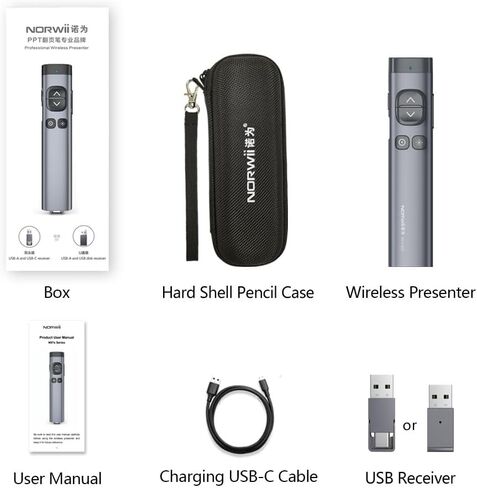Norwii N97s Highlight Presentation Remote, Dual Digital & Physical Laser Pointer with Bluetooth, PPT PowerPoint Clicker with Highlighting Magnify Mouse, 165FT Wireless Presenter for LED LCD in Saudi Arabia
