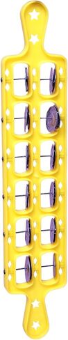 Classical Indian Traditional Hand Tambourine Musical Instrument Manjira with Steel jingles Double Row Plastic Kartal For Bhajan & Wedding (Yellow, With 10 Steel Jingles) in Saudi Arabia