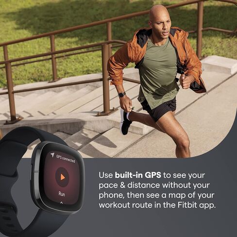 ساعة ذكية متطورة من Fitbit Sense مع أدوات لصحة القلب وإدارة الإجهاد واتجاهات درجة حرارة الجلد، رمادي داكن/فضي، مقاس واحد (يتضمن أحزمة صغيرة وكبيرة) in Kuwait