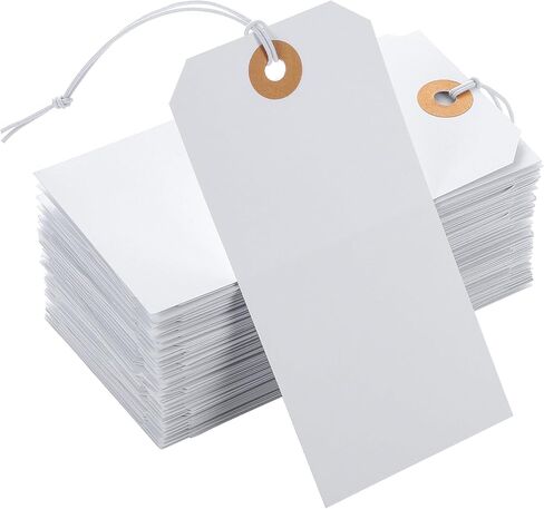100pcs Brown Paper Shipping Tags with Elastic Rope Large Marking Tags Hanging Paper Tags Attached Reinforced Hole Writable Price Tags Inventory Tags Gift Tags, 4.76'' x 2.36'' in Kuwait