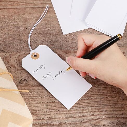 100pcs Brown Paper Shipping Tags with Elastic Rope Large Marking Tags Hanging Paper Tags Attached Reinforced Hole Writable Price Tags Inventory Tags Gift Tags, 4.76'' x 2.36'' in Kuwait