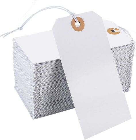 100pcs Brown Paper Shipping Tags with Elastic Rope Large Marking Tags Hanging Paper Tags Attached Reinforced Hole Writable Price Tags Inventory Tags Gift Tags, 4.76'' x 2.36'' in Kuwait
