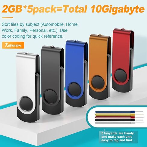 Flash Drive 64GB Pack of 10 Thumb Drives Bulk Kepmem 64 Giga USB Drives Value Metal USB 2.0 Memory Sticks Swivel Pen Drive 64 GB, Portable Jump Drive Colorful Multipack Zip Drives for Data Storage in Saudi Arabia
