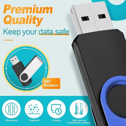 Flash Drive 64GB Pack of 10 Thumb Drives Bulk Kepmem 64 Giga USB Drives Value Metal USB 2.0 Memory Sticks Swivel Pen Drive 64 GB, Portable Jump Drive Colorful Multipack Zip Drives for Data Storage in Saudi Arabia