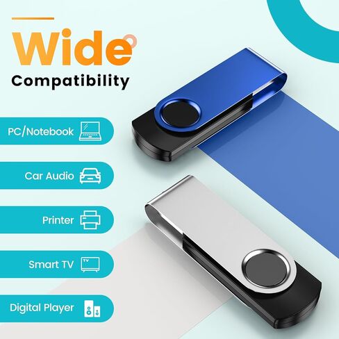 Flash Drive 64GB Pack of 10 Thumb Drives Bulk Kepmem 64 Giga USB Drives Value Metal USB 2.0 Memory Sticks Swivel Pen Drive 64 GB, Portable Jump Drive Colorful Multipack Zip Drives for Data Storage in Saudi Arabia