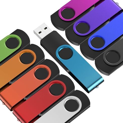 Flash Drive 64GB Pack of 10 Thumb Drives Bulk Kepmem 64 Giga USB Drives Value Metal USB 2.0 Memory Sticks Swivel Pen Drive 64 GB, Portable Jump Drive Colorful Multipack Zip Drives for Data Storage in Saudi Arabia
