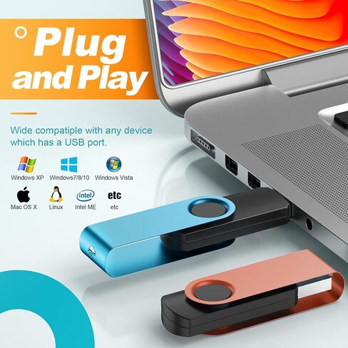 Flash Drive 64GB Pack of 10 Thumb Drives Bulk Kepmem 64 Giga USB Drives Value Metal USB 2.0 Memory Sticks Swivel Pen Drive 64 GB, Portable Jump Drive Colorful Multipack Zip Drives for Data Storage in Saudi Arabia