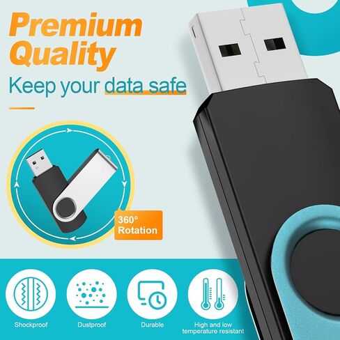 Flash Drive 64GB Pack of 10 Thumb Drives Bulk Kepmem 64 Giga USB Drives Value Metal USB 2.0 Memory Sticks Swivel Pen Drive 64 GB, Portable Jump Drive Colorful Multipack Zip Drives for Data Storage in Saudi Arabia