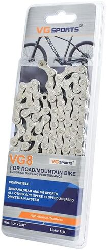 VG SPORTS 6/7/8/9/10/11 Speed Bike Chain,Half/Full Hollow Lightweight Bicycle Chain for Road Bike MTB,Silver/Gold/Titanium/Rainbow,116 Links in Saudi Arabia