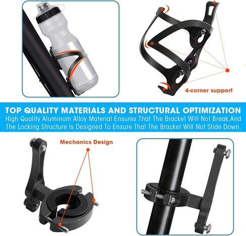 AIKATE Bike Cup Holder, Bicycle 2-in-1 Bottle Bracket, Aluminum Alloy Water Bottle Cages, Universal Rotation Cup Drink Holders for Bike Handlebars, Motorcycle, MTB, Boat, Walker, Wheelchair, Stroller in Saudi Arabia