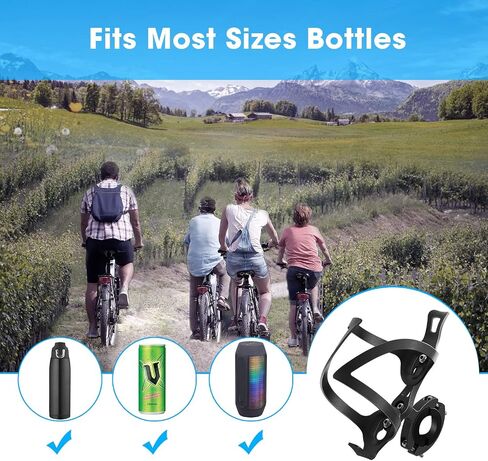 AIKATE Bike Cup Holder, Bicycle 2-in-1 Bottle Bracket, Aluminum Alloy Water Bottle Cages, Universal Rotation Cup Drink Holders for Bike Handlebars, Motorcycle, MTB, Boat, Walker, Wheelchair, Stroller in Saudi Arabia