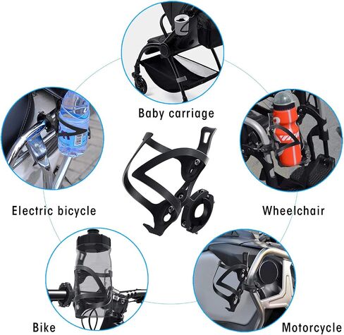 AIKATE Bike Cup Holder, Bicycle 2-in-1 Bottle Bracket, Aluminum Alloy Water Bottle Cages, Universal Rotation Cup Drink Holders for Bike Handlebars, Motorcycle, MTB, Boat, Walker, Wheelchair, Stroller in Saudi Arabia