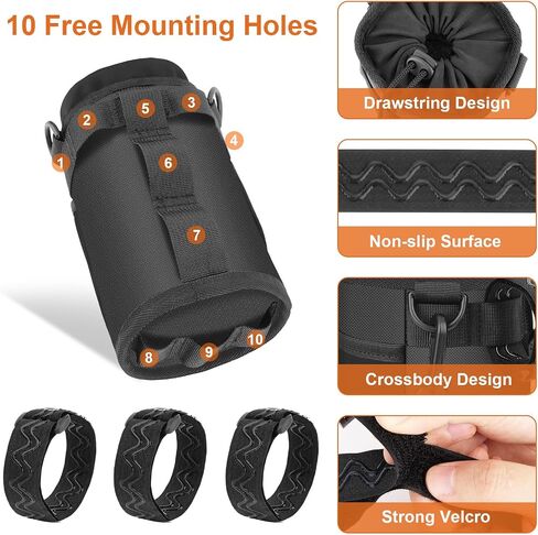 حامل زجاجة مياه للدراجة من Desing Wish 32oz - 40oz حامل أكواب الدراجة متعدد الثقوب لتثبيت حامل زجاجة ماء معزول للدراجة مع مشابك قابلة للإزالة غير قابلة للانزلاق وحلقة وحزام كتف (أسود) in Saudi Arabia
