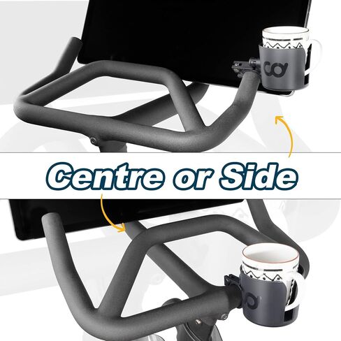 CyclingDeal Cup Mug Water Bottle Holder Adjustable Bracket Mount Tray - for Indoor Exercise Bikes with Round Bars ONLY - Compatible with Peloton Bike & Bike+, NordicTrack - Install at Centre or Side in Saudi Arabia