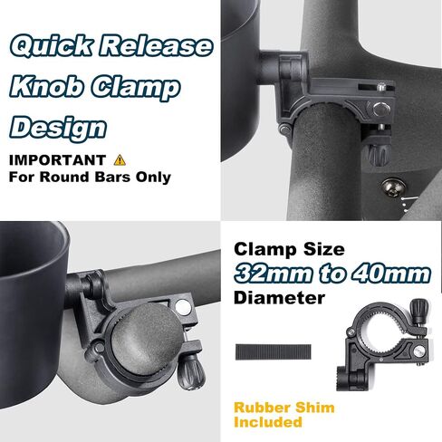 CyclingDeal Cup Mug Water Bottle Holder Adjustable Bracket Mount Tray - for Indoor Exercise Bikes with Round Bars ONLY - Compatible with Peloton Bike & Bike+, NordicTrack - Install at Centre or Side in Saudi Arabia