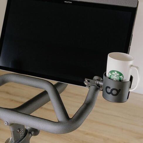 CyclingDeal Cup Mug Water Bottle Holder Adjustable Bracket Mount Tray - for Indoor Exercise Bikes with Round Bars ONLY - Compatible with Peloton Bike & Bike+, NordicTrack - Install at Centre or Side in Saudi Arabia