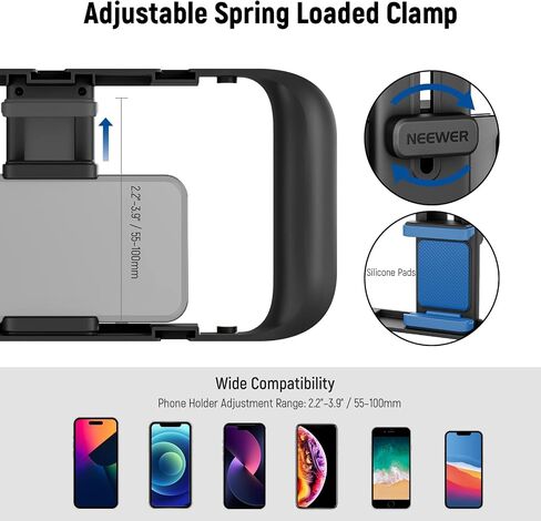 NEEWER Smartphone Video Rig with Neck Strap, Phone Stabilizer Grip Vlogging Cage with Cold Shoe Tripod Mount, Phone Rig for Filmmaking YouTube Video, Compatible with iPhone Samsung Pixel, A104 in Saudi Arabia